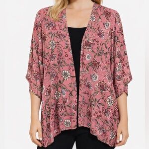 ANGIE Pink Floral Kimono Cardigan